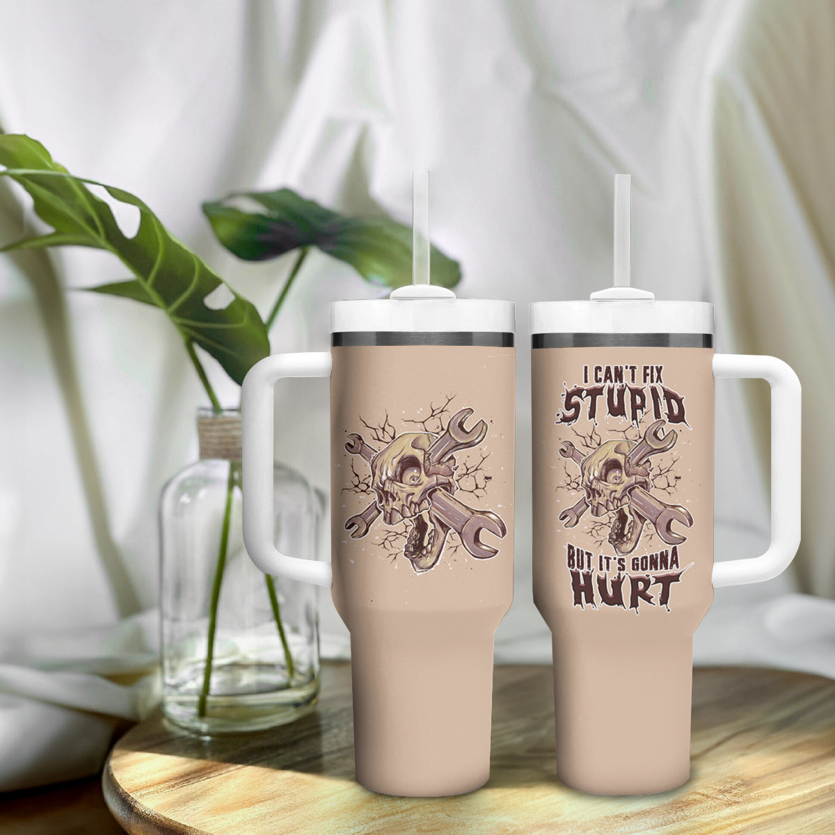 I Can Fix Stupid But It's Gonna Hurt Tumbler With Handle - Wonder Print Shop
