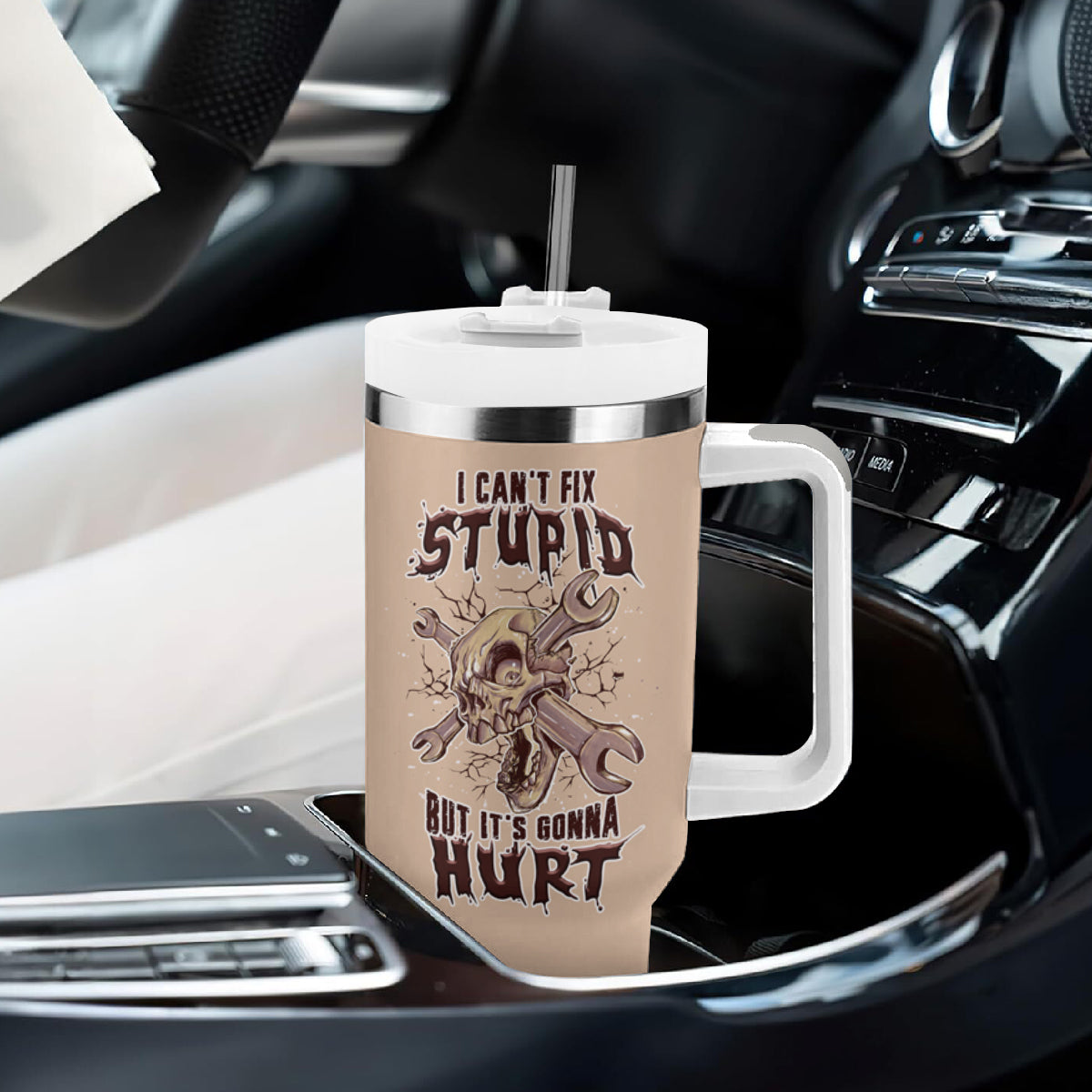 I Can Fix Stupid But It's Gonna Hurt Tumbler With Handle - Wonder Print Shop