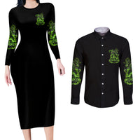 Walk Away I Have Anger Issues Couples Matching Long Sleeve Bodycon Dress and Long Sleeve Button Shirt - Wonder Print Shop