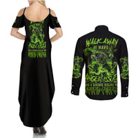 Walk Away I Have Anger Issues Couples Matching Summer Maxi Dress and Long Sleeve Button Shirt - Wonder Print Shop