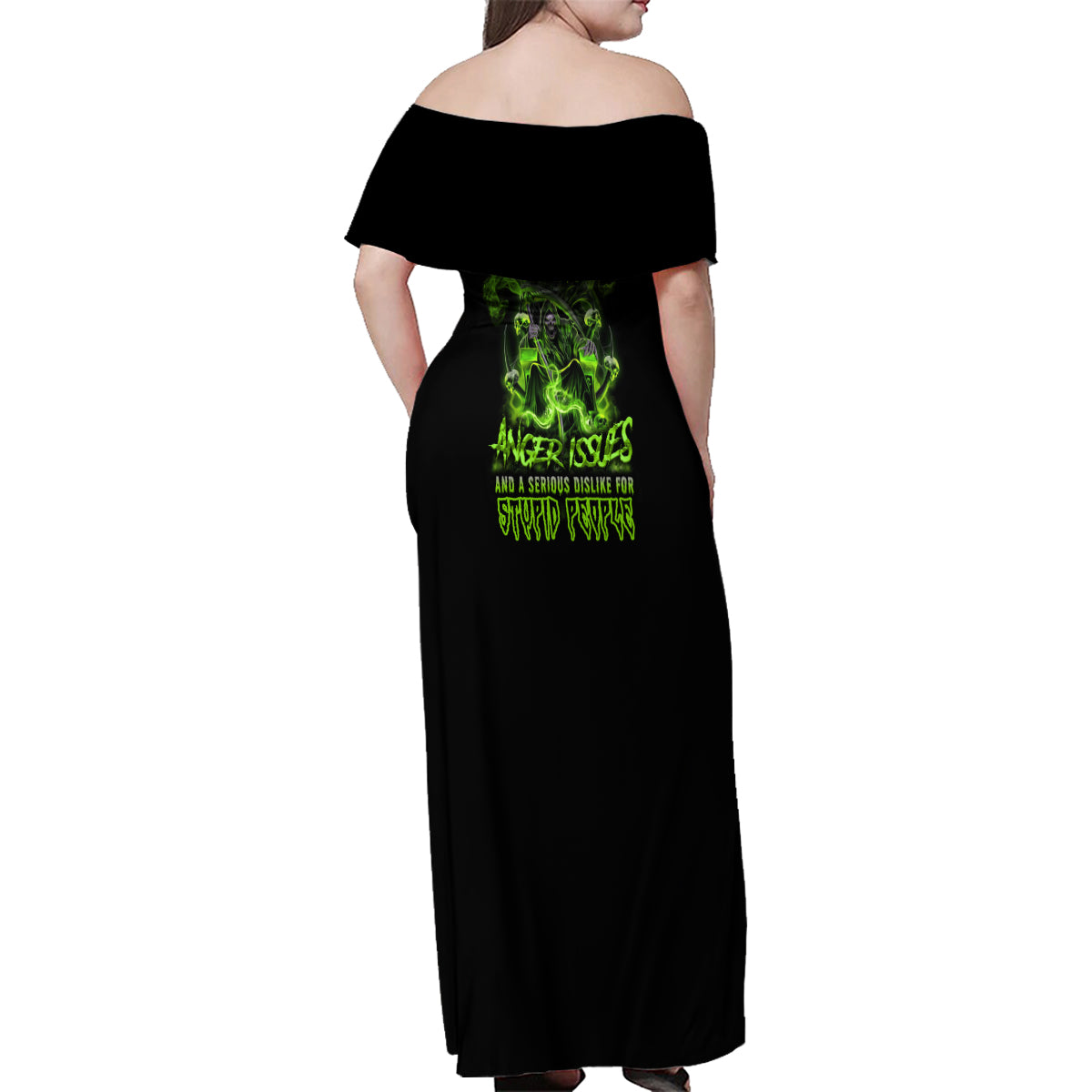 Walk Away I Have Anger Issues Family Matching Off Shoulder Maxi Dress and Hawaiian Shirt - Wonder Print Shop