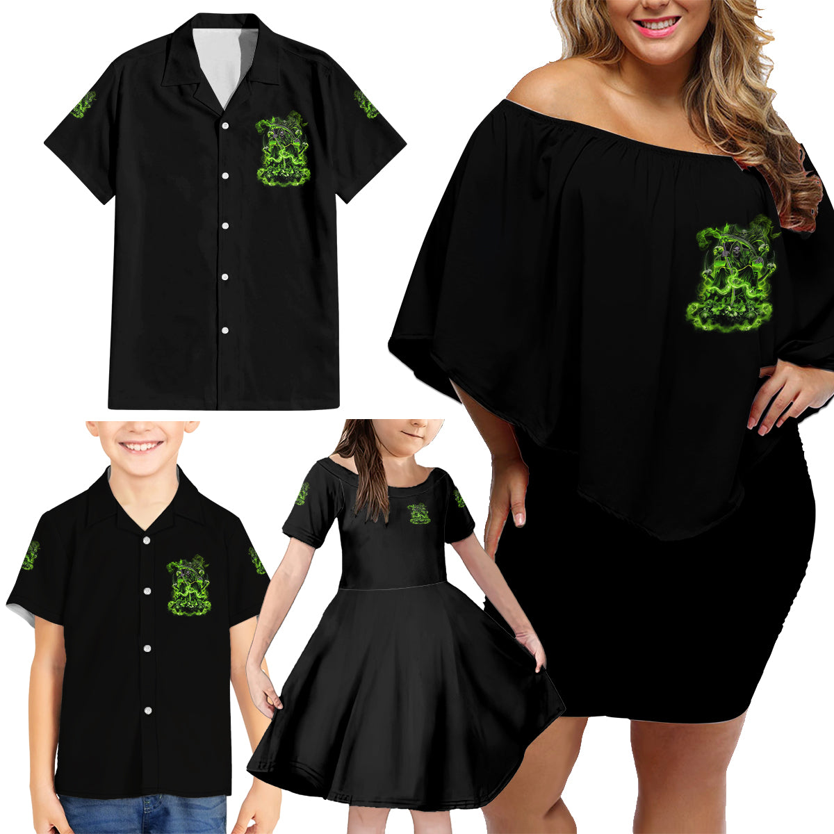 Walk Away I Have Anger Issues Family Matching Off Shoulder Short Dress and Hawaiian Shirt - Wonder Print Shop