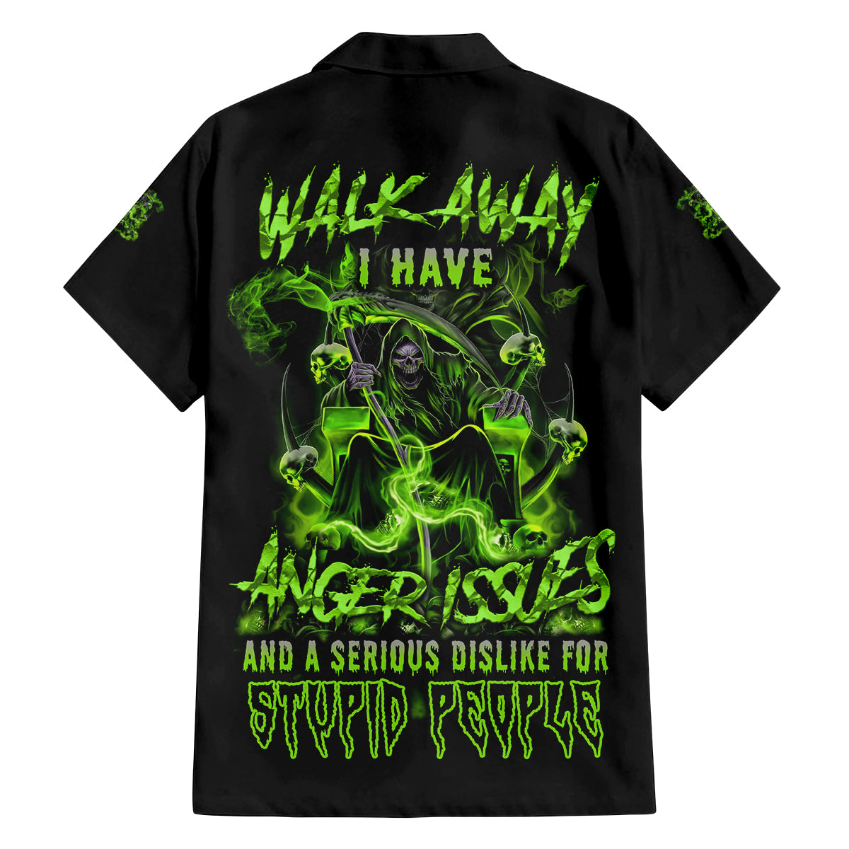 Walk Away I Have Anger Issues Family Matching Off Shoulder Short Dress and Hawaiian Shirt - Wonder Print Shop