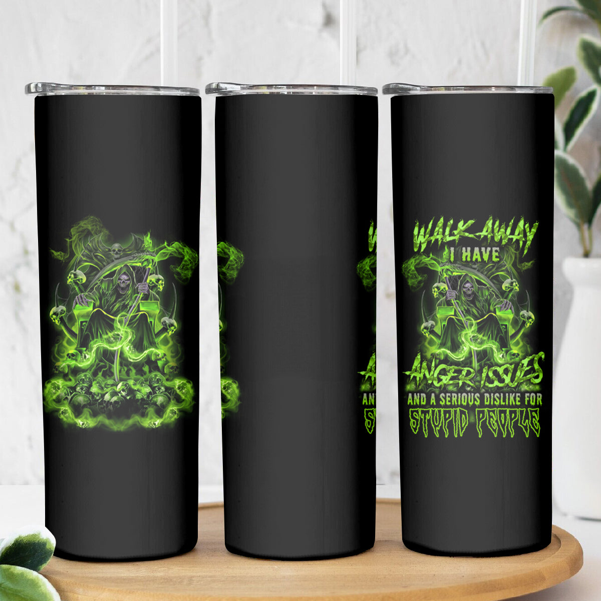 Walk Away I Have Anger Issues Skinny Tumbler - Wonder Print Shop