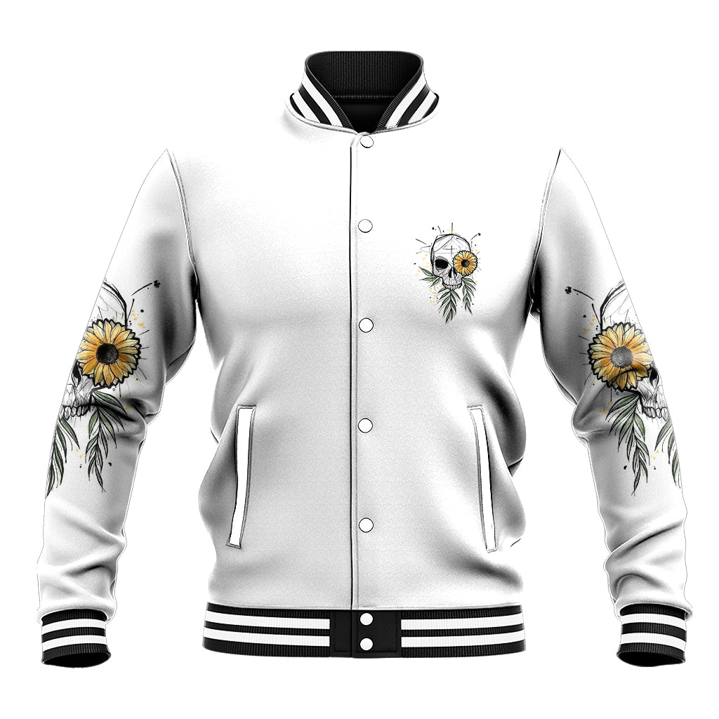 She Is Sunshine Skull Sunflower Baseball Jacket - Wonder Print Shop
