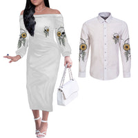 she-is-sunshine-skull-sunflower-couples-matching-off-the-shoulder-long-sleeve-dress-and-long-sleeve-button-shirt
