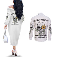 she-is-sunshine-skull-sunflower-couples-matching-off-the-shoulder-long-sleeve-dress-and-long-sleeve-button-shirt