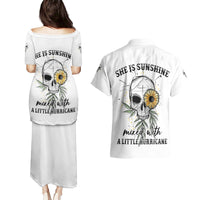 She Is Sunshine Skull Sunflower Couples Matching Puletasi Dress and Hawaiian Shirt - Wonder Print Shop