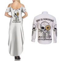 She Is Sunshine Skull Sunflower Couples Matching Summer Maxi Dress and Long Sleeve Button Shirt - Wonder Print Shop