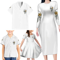 She Is Sunshine Skull Sunflower Family Matching Long Sleeve Bodycon Dress and Hawaiian Shirt - Wonder Print Shop