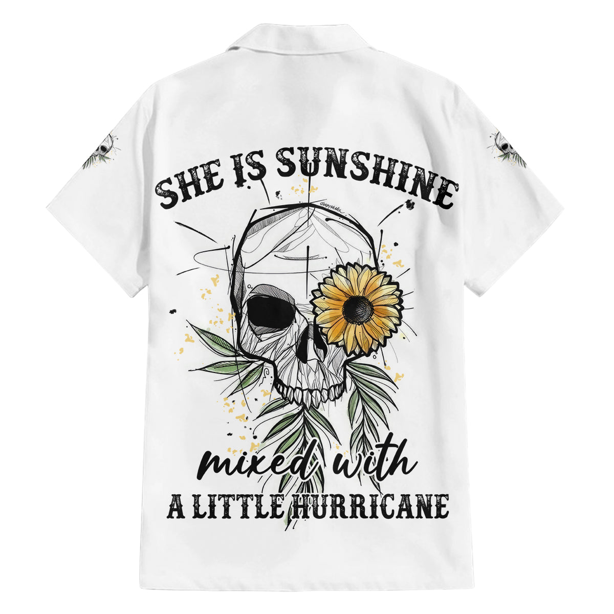 She Is Sunshine Skull Sunflower Family Matching Long Sleeve Bodycon Dress and Hawaiian Shirt - Wonder Print Shop