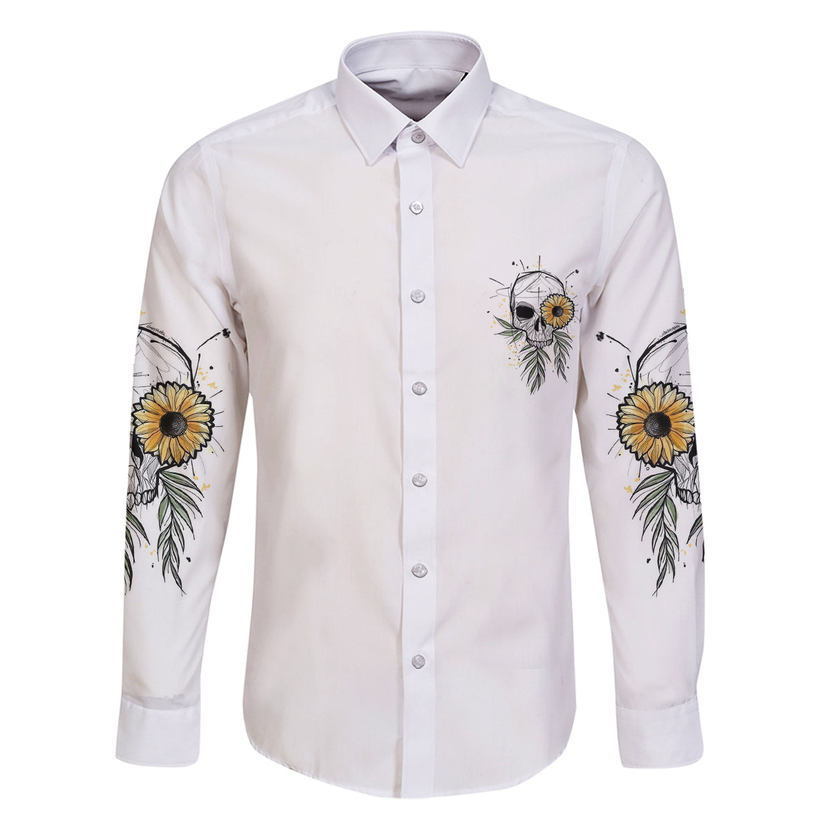 She Is Sunshine Skull Sunflower Family Matching Long Sleeve Bodycon Dress and Hawaiian Shirt - Wonder Print Shop