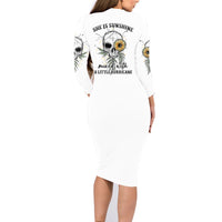 She Is Sunshine Skull Sunflower Family Matching Long Sleeve Bodycon Dress and Hawaiian Shirt - Wonder Print Shop
