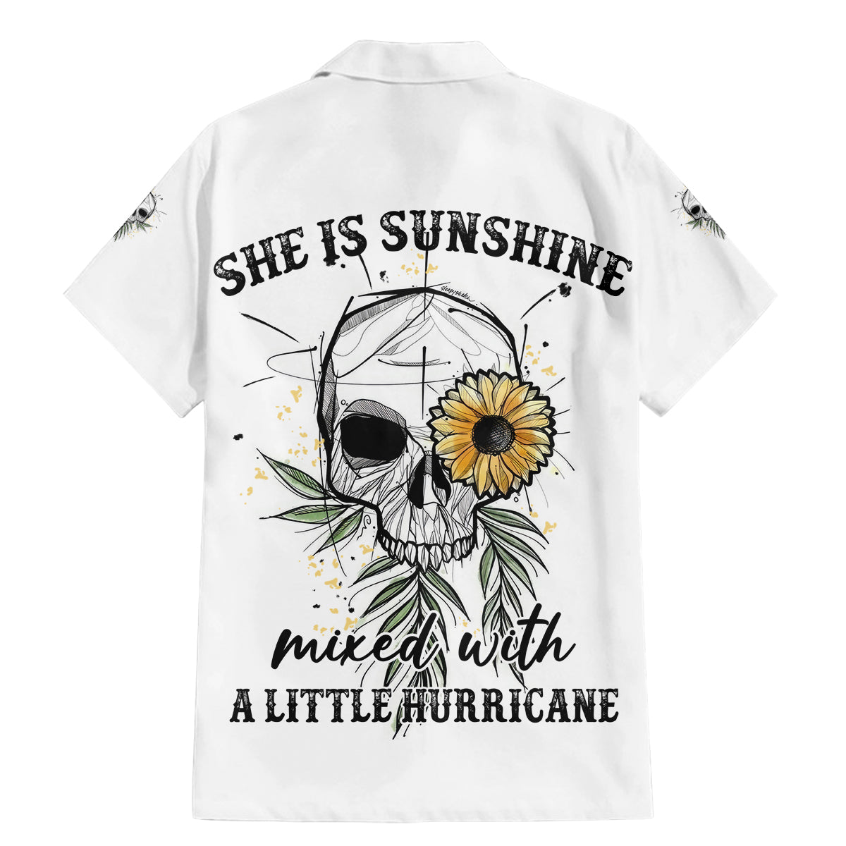 She Is Sunshine Skull Sunflower Family Matching Mermaid Dress and Hawaiian Shirt - Wonder Print Shop