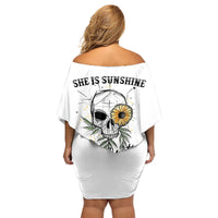 She Is Sunshine Skull Sunflower Family Matching Off Shoulder Short Dress and Hawaiian Shirt - Wonder Print Shop