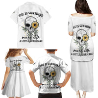 She Is Sunshine Skull Sunflower Family Matching Puletasi Dress and Hawaiian Shirt - Wonder Print Shop