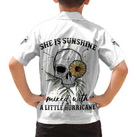 She Is Sunshine Skull Sunflower Family Matching Short Sleeve Bodycon Dress and Hawaiian Shirt - Wonder Print Shop