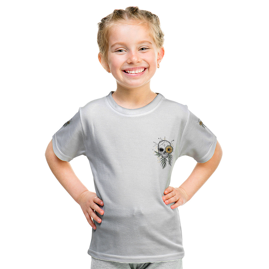 She Is Sunshine Skull Sunflower Kid T Shirt - Wonder Print Shop