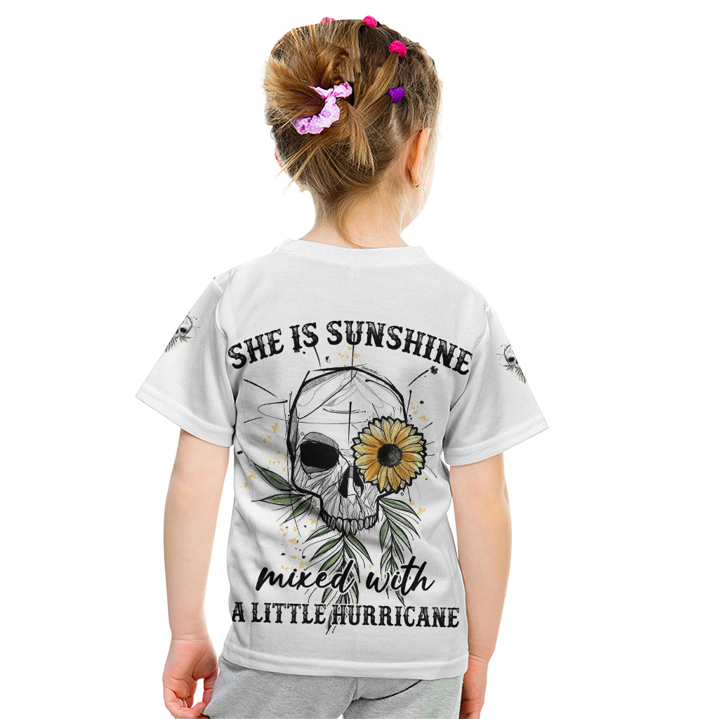 She Is Sunshine Skull Sunflower Kid T Shirt - Wonder Print Shop