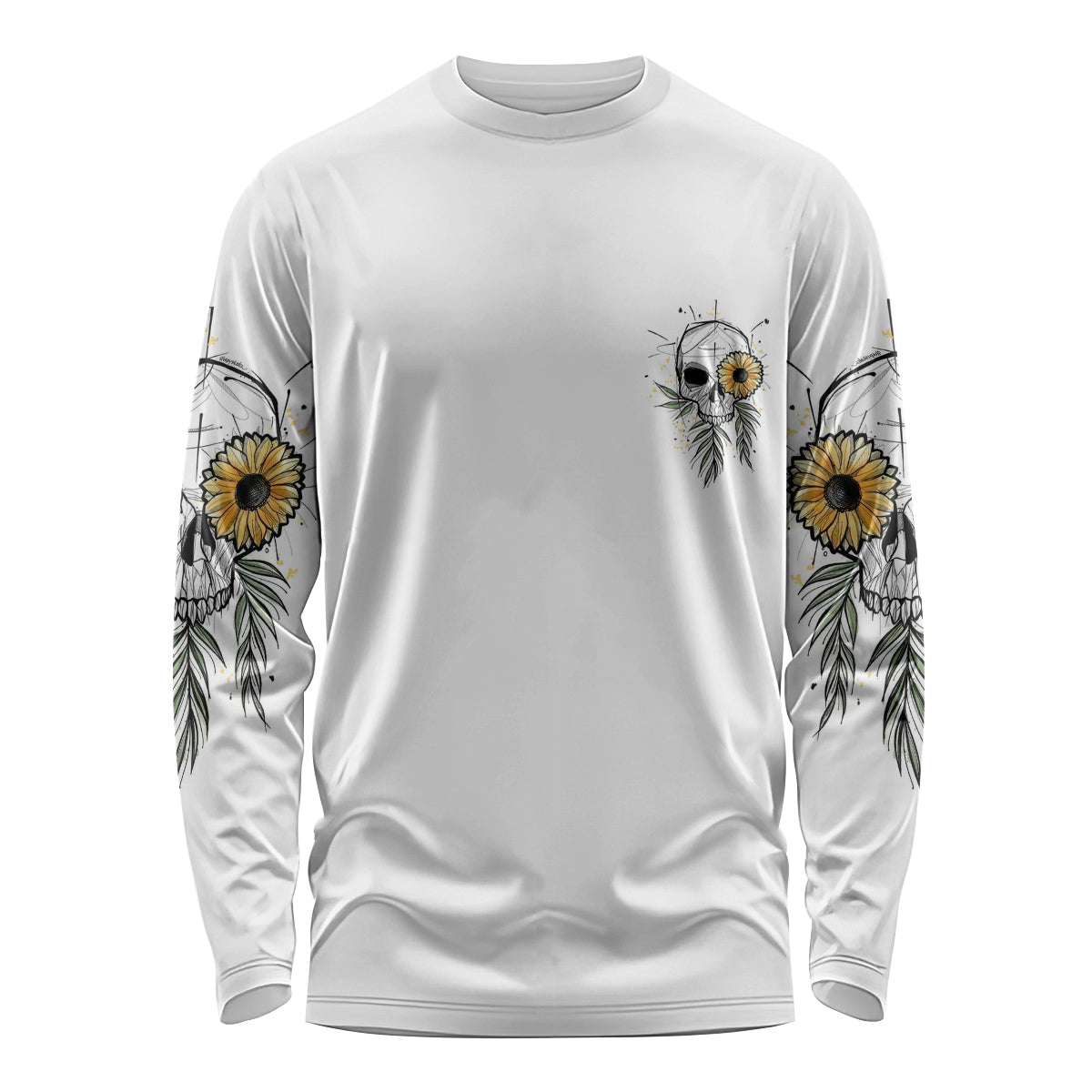 She Is Sunshine Skull Sunflower Long Sleeve Shirt - Wonder Print Shop