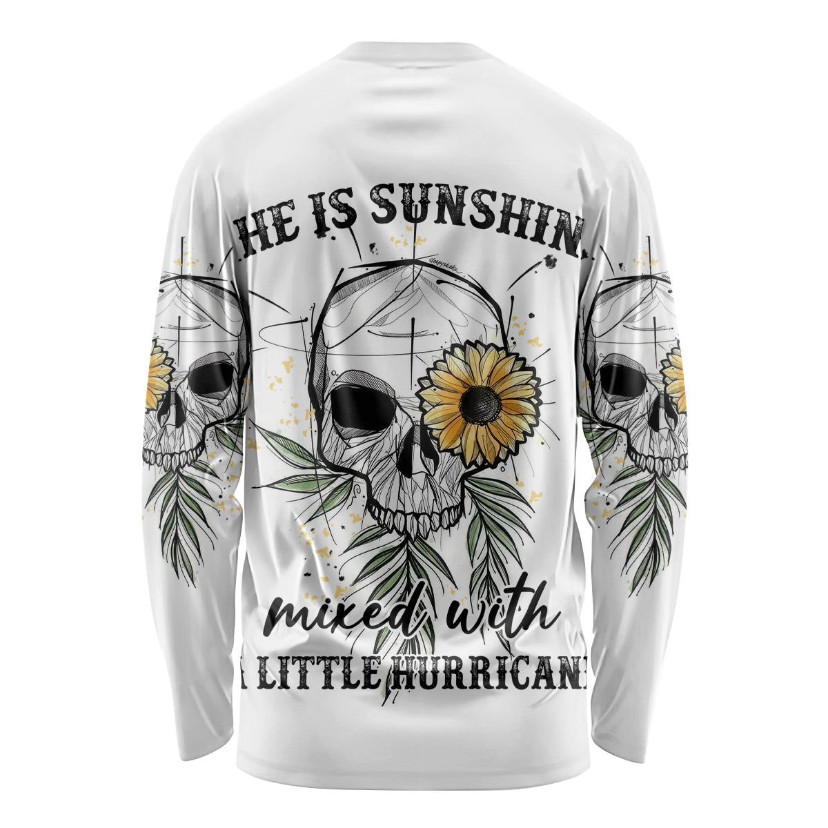 She Is Sunshine Skull Sunflower Long Sleeve Shirt - Wonder Print Shop