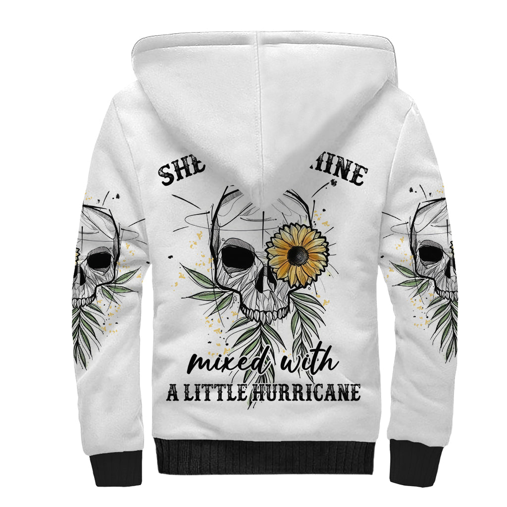 She Is Sunshine Skull Sunflower Sherpa Hoodie - Wonder Print Shop