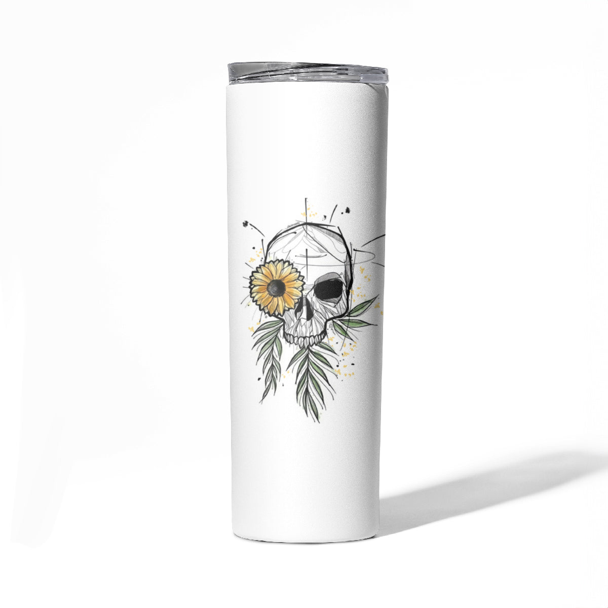 She Is Sunshine Skull Sunflower Skinny Tumbler - Wonder Print Shop