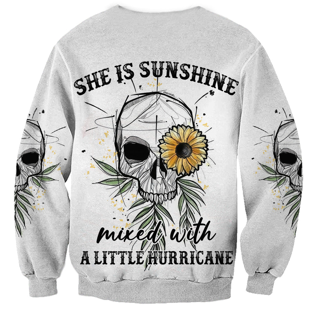 She Is Sunshine Skull Sunflower Sweatshirt - Wonder Print Shop