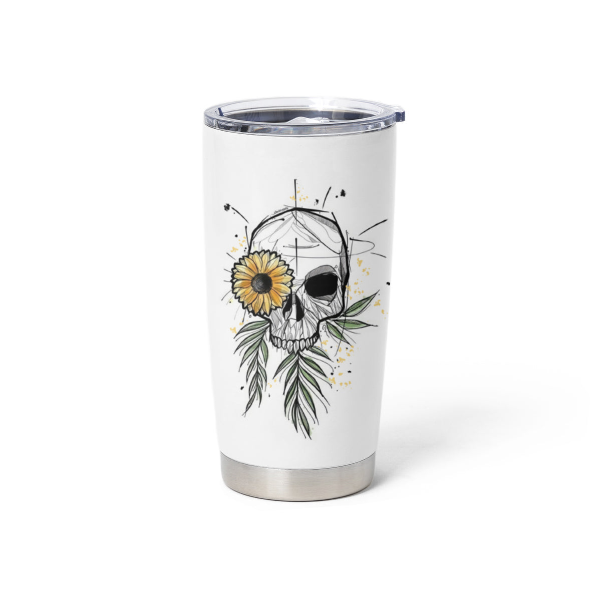 She Is Sunshine Skull Sunflower Tumbler Cup - Wonder Print Shop