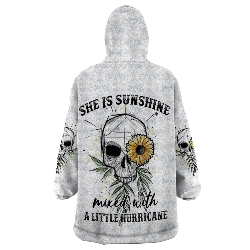 She Is Sunshine Skull Sunflower Wearable Blanket Hoodie - Wonder Print Shop