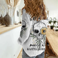 She Is Sunshine Skull Sunflower Women Casual Shirt - Wonder Print Shop