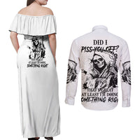 Did I Piss You Off Skull Reaper Couples Matching Off Shoulder Maxi Dress and Long Sleeve Button Shirt - Wonder Print Shop