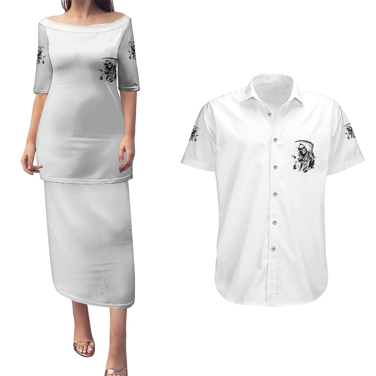 Did I Piss You Off Skull Reaper Couples Matching Puletasi Dress and Hawaiian Shirt - Wonder Print Shop