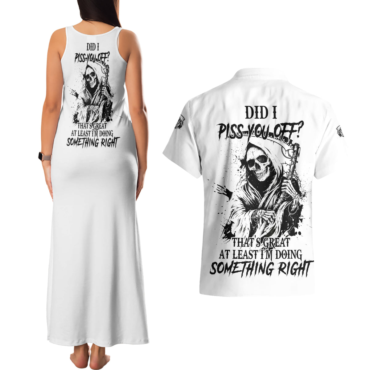 Did I Piss You Off Skull Reaper Couples Matching Tank Maxi Dress and Hawaiian Shirt - Wonder Print Shop