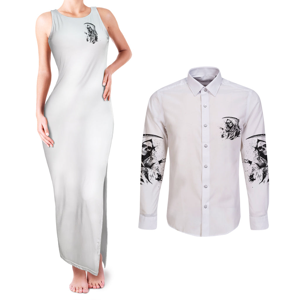 Did I Piss You Off Skull Reaper Couples Matching Tank Maxi Dress and Long Sleeve Button Shirt - Wonder Print Shop