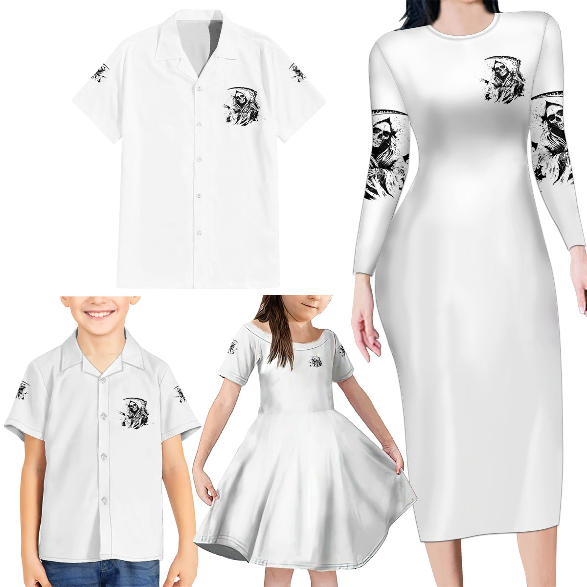 Did I Piss You Off Skull Reaper Family Matching Long Sleeve Bodycon Dress and Hawaiian Shirt - Wonder Print Shop