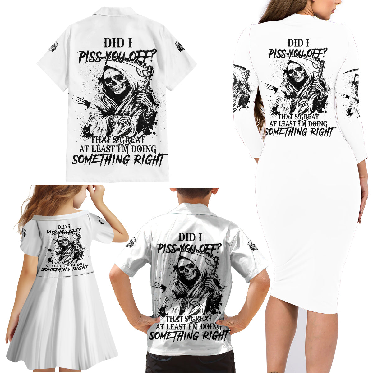 Did I Piss You Off Skull Reaper Family Matching Long Sleeve Bodycon Dress and Hawaiian Shirt - Wonder Print Shop