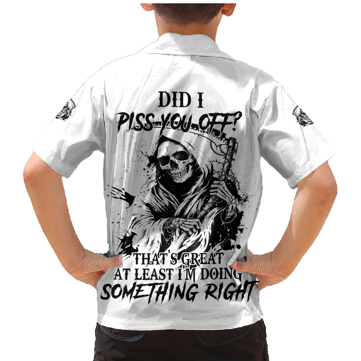 Did I Piss You Off Skull Reaper Family Matching Mermaid Dress and Hawaiian Shirt - Wonder Print Shop