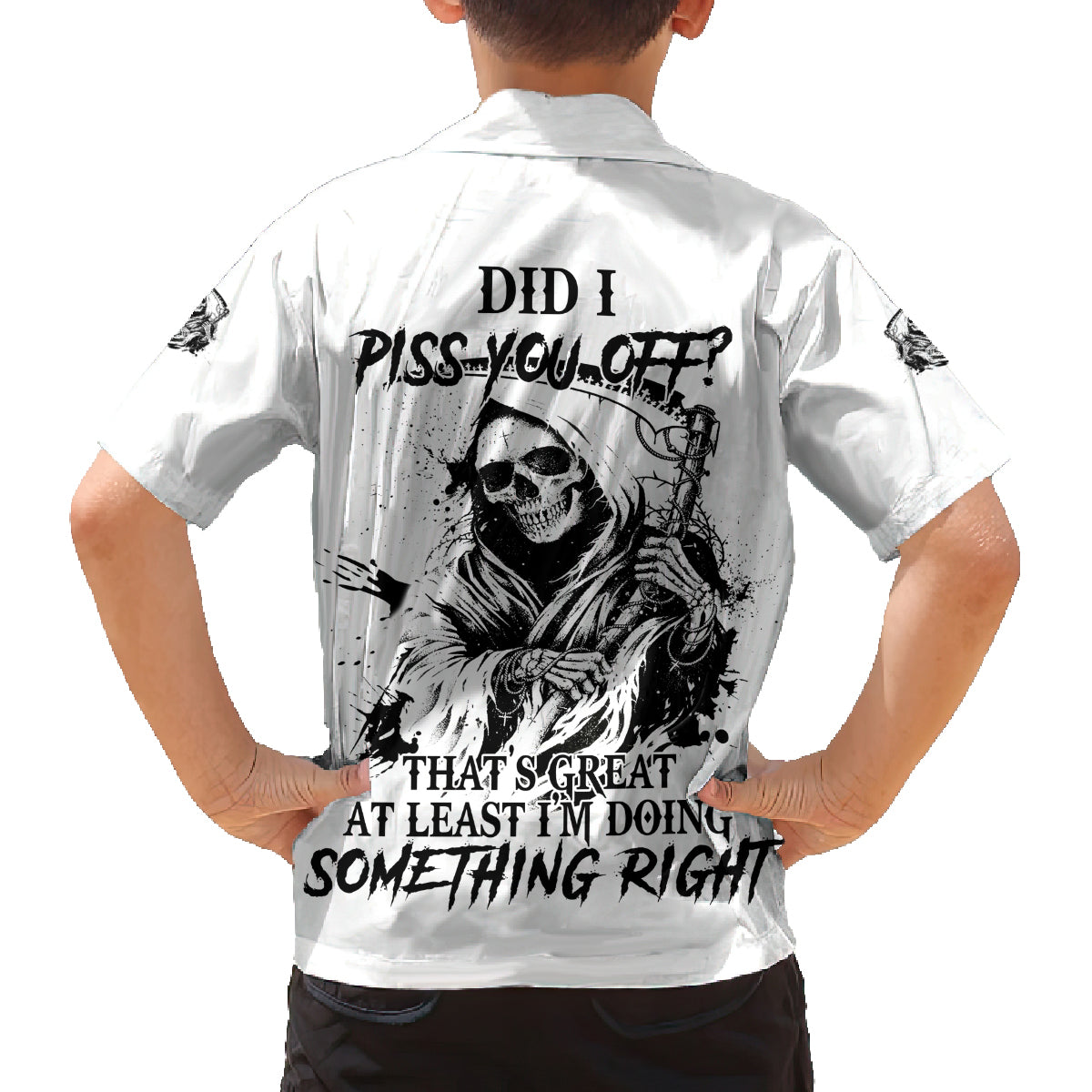 Did I Piss You Off Skull Reaper Family Matching Off Shoulder Maxi Dress and Hawaiian Shirt - Wonder Print Shop