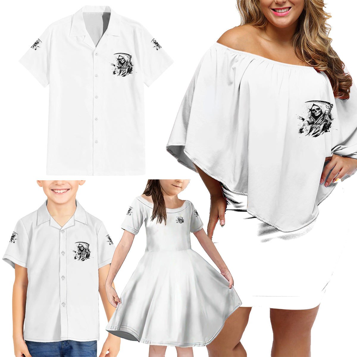 Did I Piss You Off Skull Reaper Family Matching Off Shoulder Short Dress and Hawaiian Shirt - Wonder Print Shop