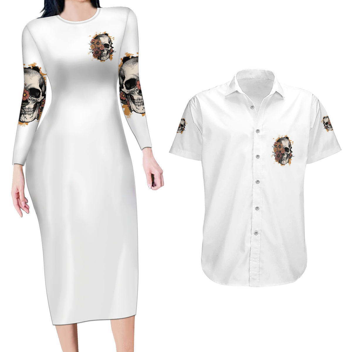 I Don't Have An Attitude Problem Couples Matching Long Sleeve Bodycon Dress and Hawaiian Shirt - Wonder Print Shop