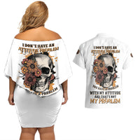 I Don't Have An Attitude Problem Couples Matching Off Shoulder Short Dress and Hawaiian Shirt - Wonder Print Shop