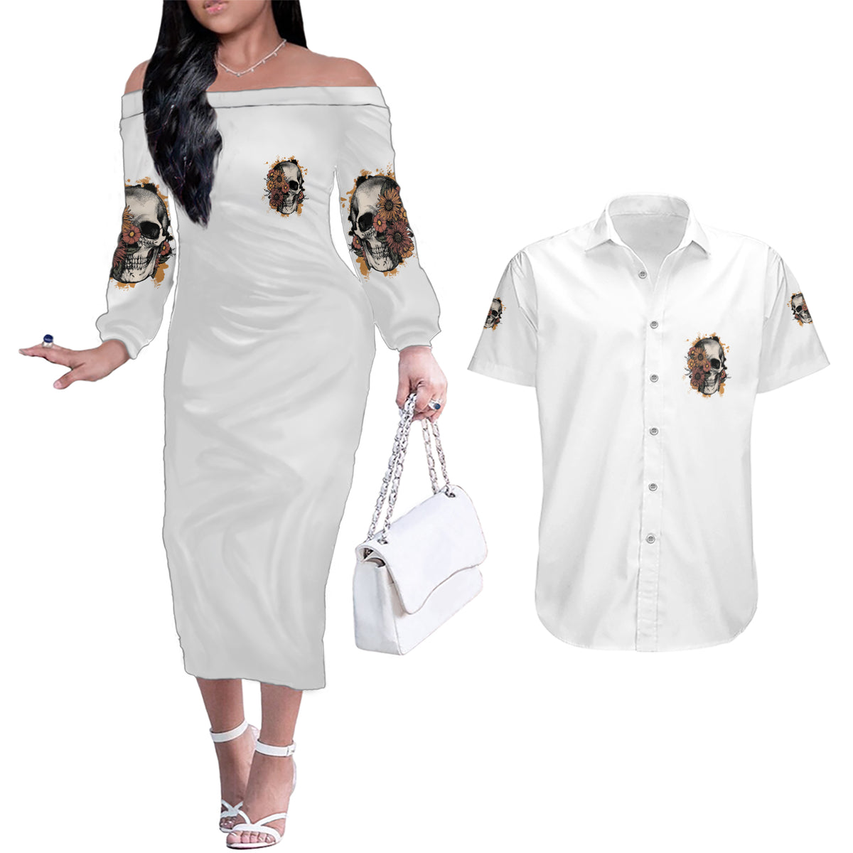 I Don't Have An Attitude Problem Couples Matching Off The Shoulder Long Sleeve Dress and Hawaiian Shirt - Wonder Print Shop