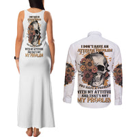 I Don't Have An Attitude Problem Couples Matching Tank Maxi Dress and Long Sleeve Button Shirt - Wonder Print Shop