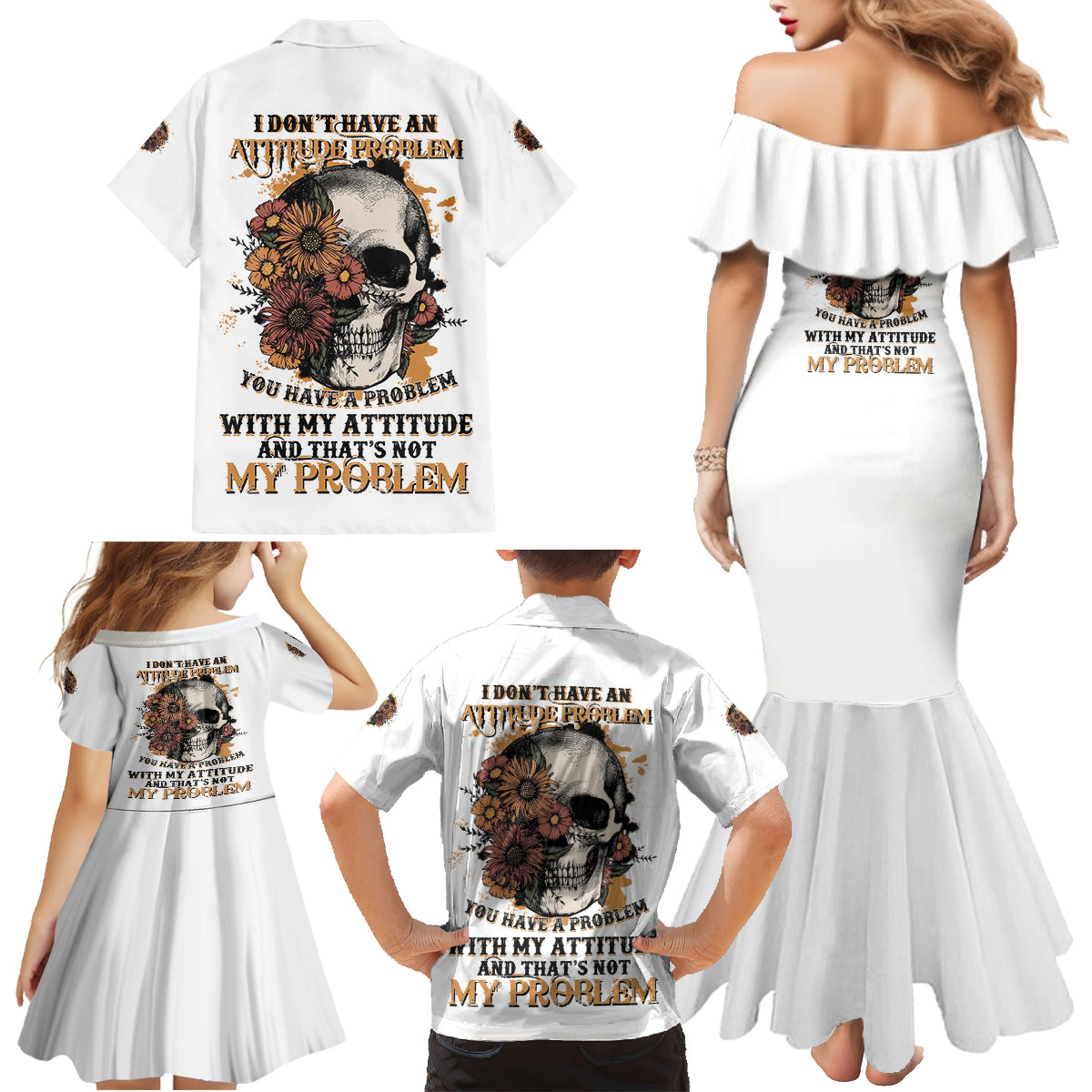I Don't Have An Attitude Problem Family Matching Mermaid Dress and Hawaiian Shirt - Wonder Print Shop