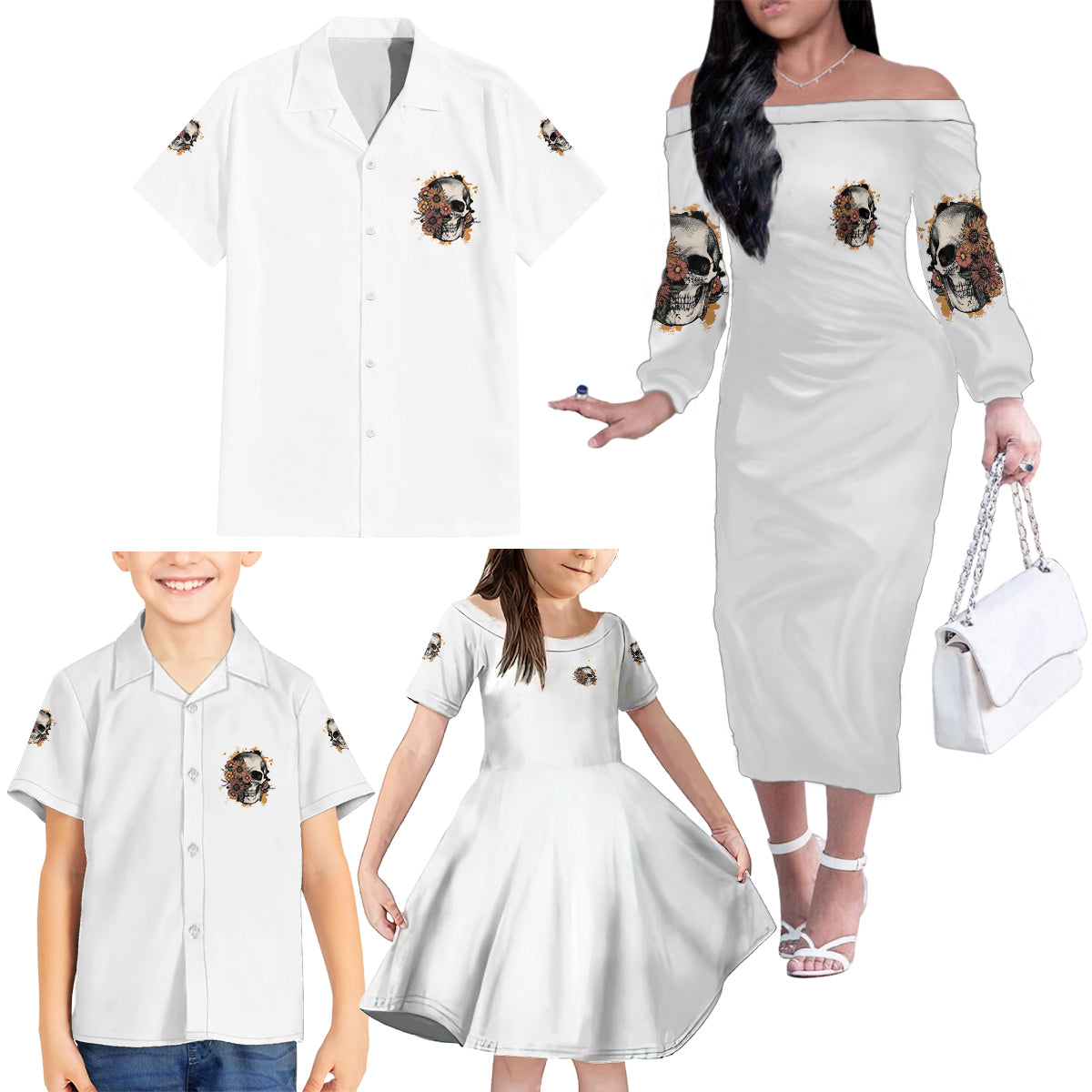 I Don't Have An Attitude Problem Family Matching Off Shoulder Long Sleeve Dress and Hawaiian Shirt - Wonder Print Shop