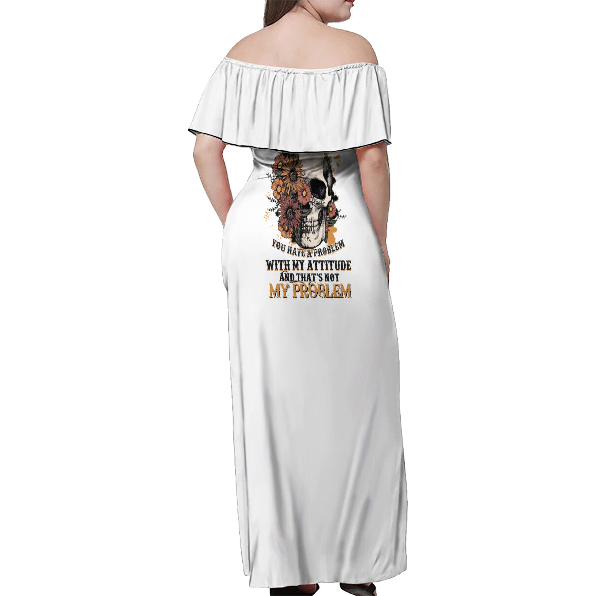 I Don't Have An Attitude Problem Family Matching Off Shoulder Maxi Dress and Hawaiian Shirt - Wonder Print Shop