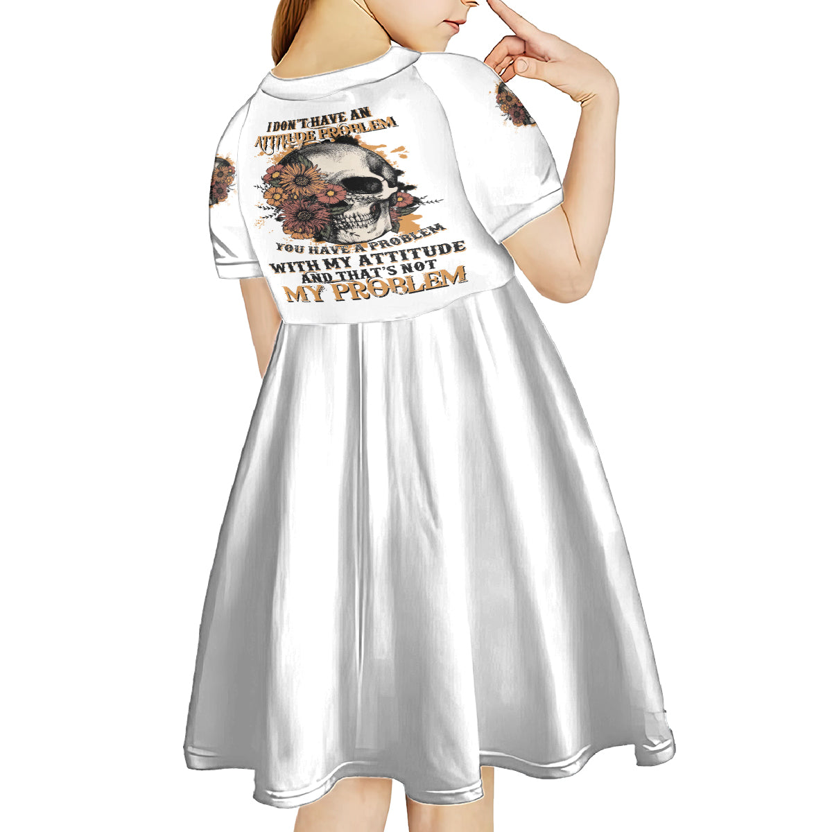 I Don't Have An Attitude Problem Kid Short Sleeve Dress - Wonder Print Shop