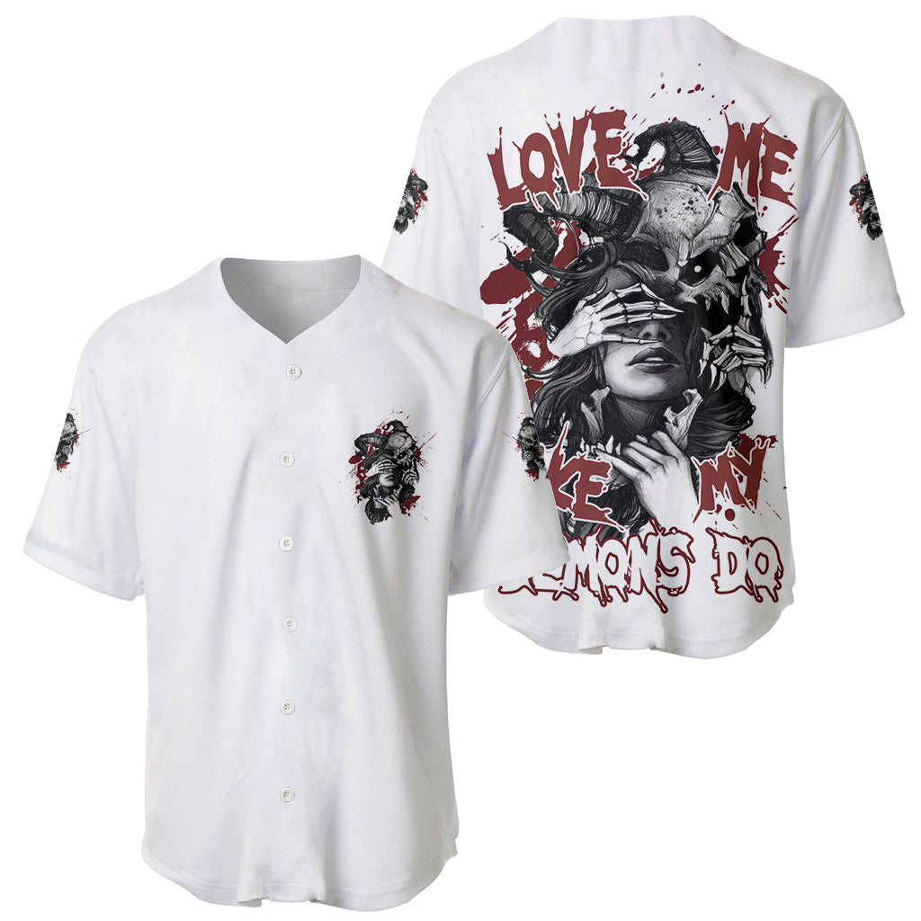 Love Me Like My Demons Do Skull Baseball Jersey - Wonder Print Shop