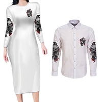Love Me Like My Demons Do Skull Couples Matching Long Sleeve Bodycon Dress and Long Sleeve Button Shirt - Wonder Print Shop